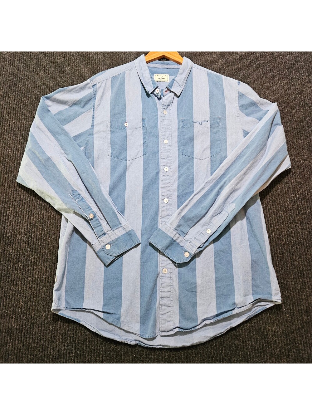 Kimes Ranch Men's Button-Down X-Large Blue Vertical Stripe Cotton Western Shirt